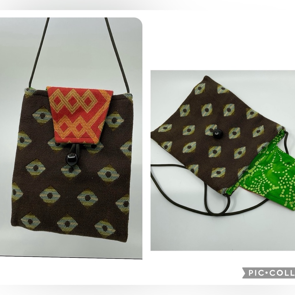 Vintage 90s Unique Colourful Batik Woven Crossbody Bag